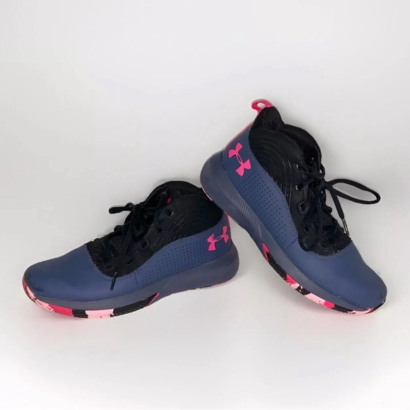 Under Armour Lockdown Basketball Shoe Size 6Y Gray Pink - Picture 2 of 10